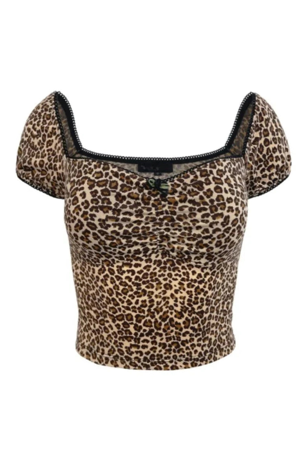 Y2k French Leopard Crop Top
