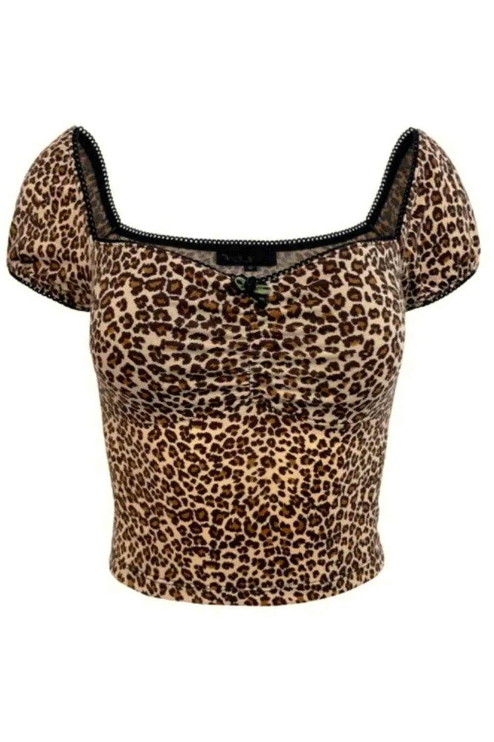 Y2k French Leopard Crop Top