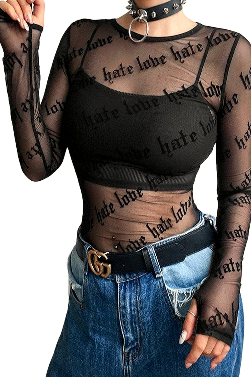 Y2k Goth Grunge Mesh T-Shirt