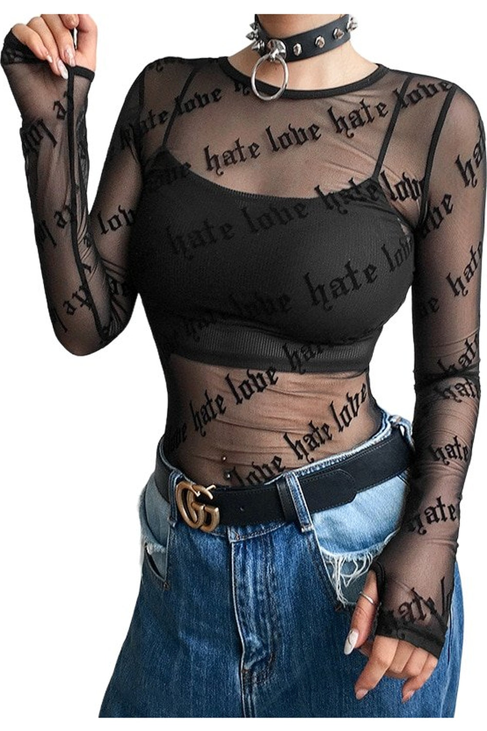 Y2k Goth Grunge Mesh T-Shirt