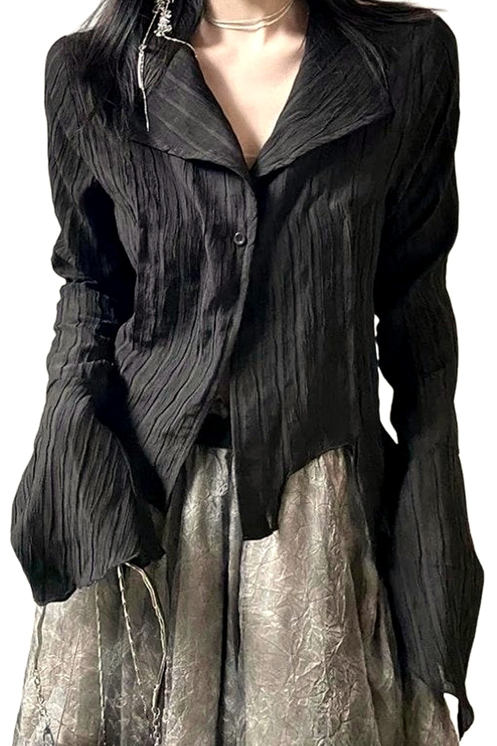 Y2k Gothic Black Irregular Tops