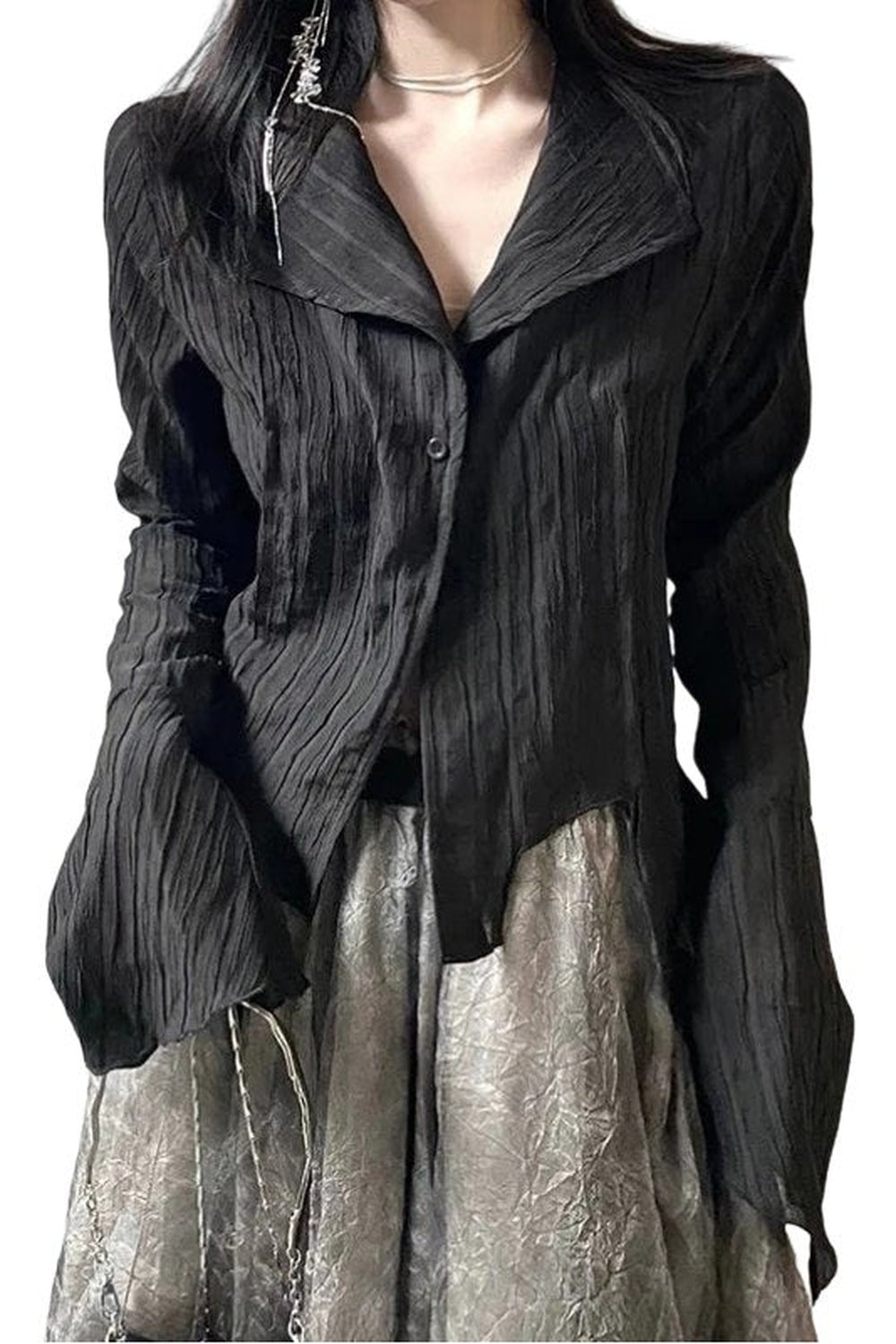 Y2k Gothic Black Irregular Tops