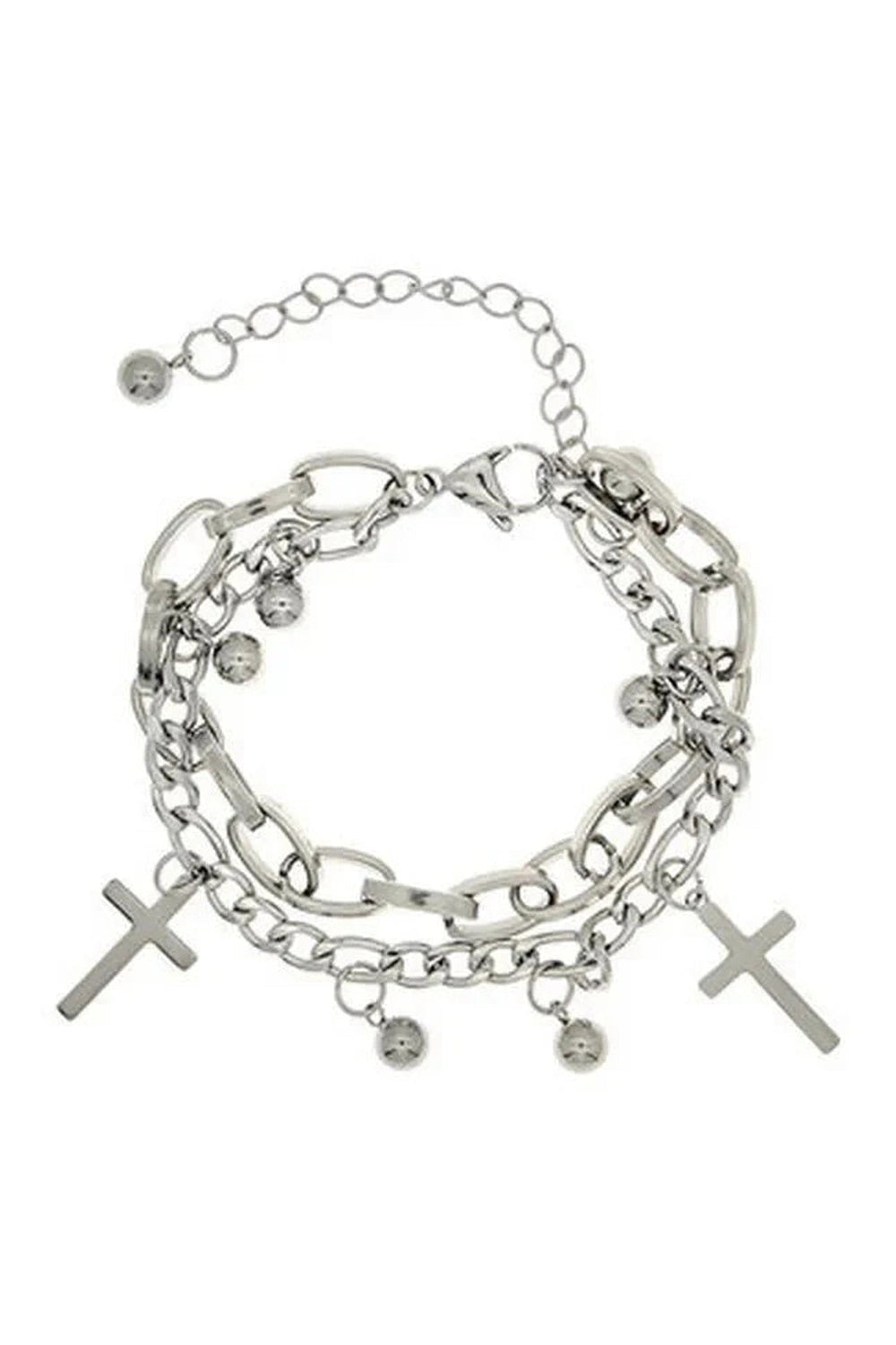 Y2k Gothic Cross Charm Layered Bracelet