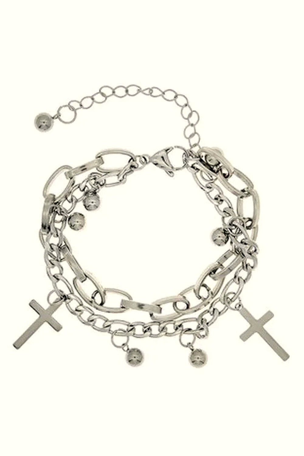 Y2k Gothic Cross Charm Layered Bracelet