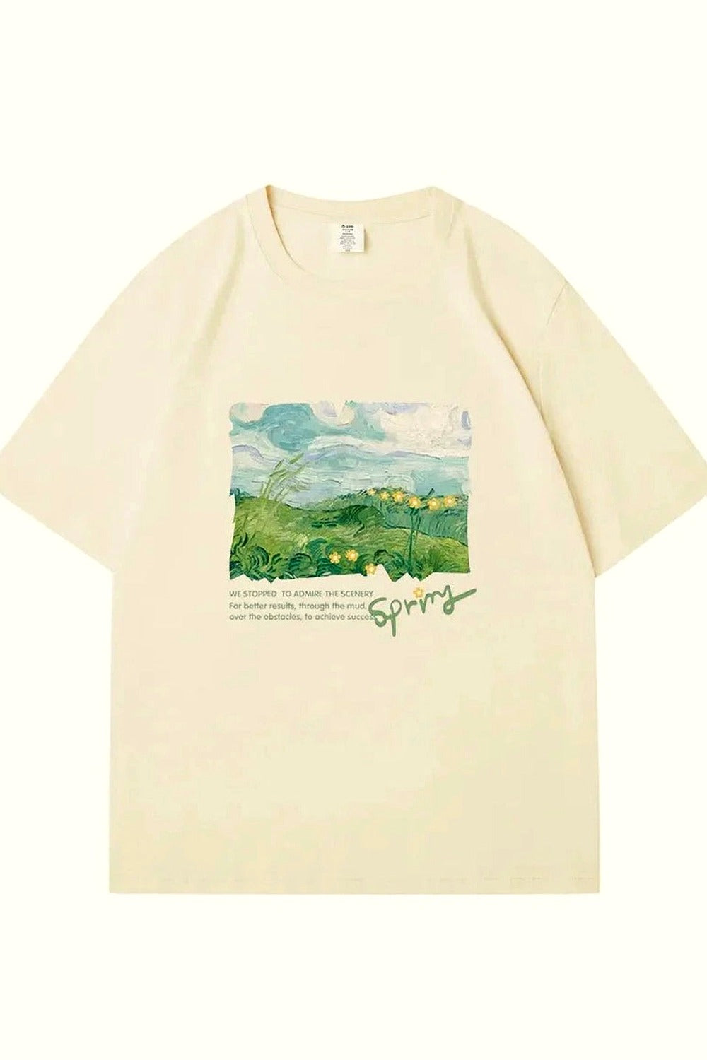 Y2k Green Print Oversized Street T-shirt
