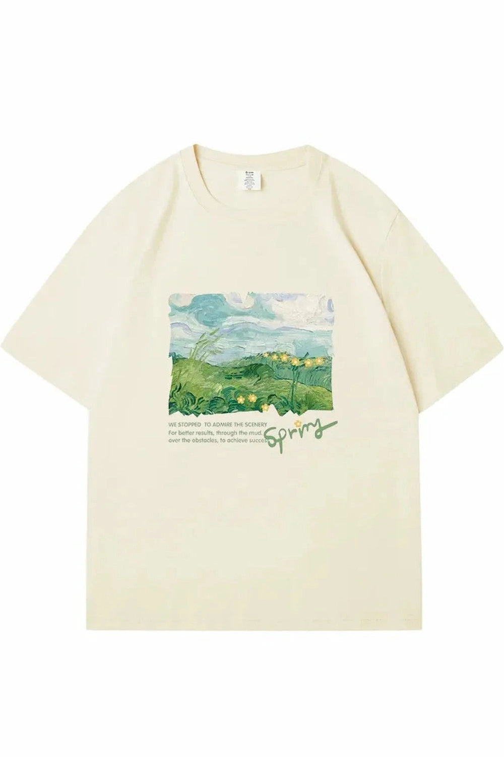 Y2k Green Print Oversized Street T-shirt