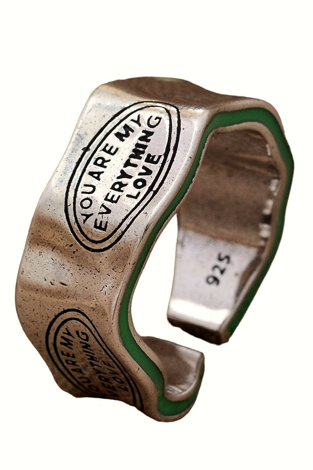 Y2k Green Stripe Letter Ring