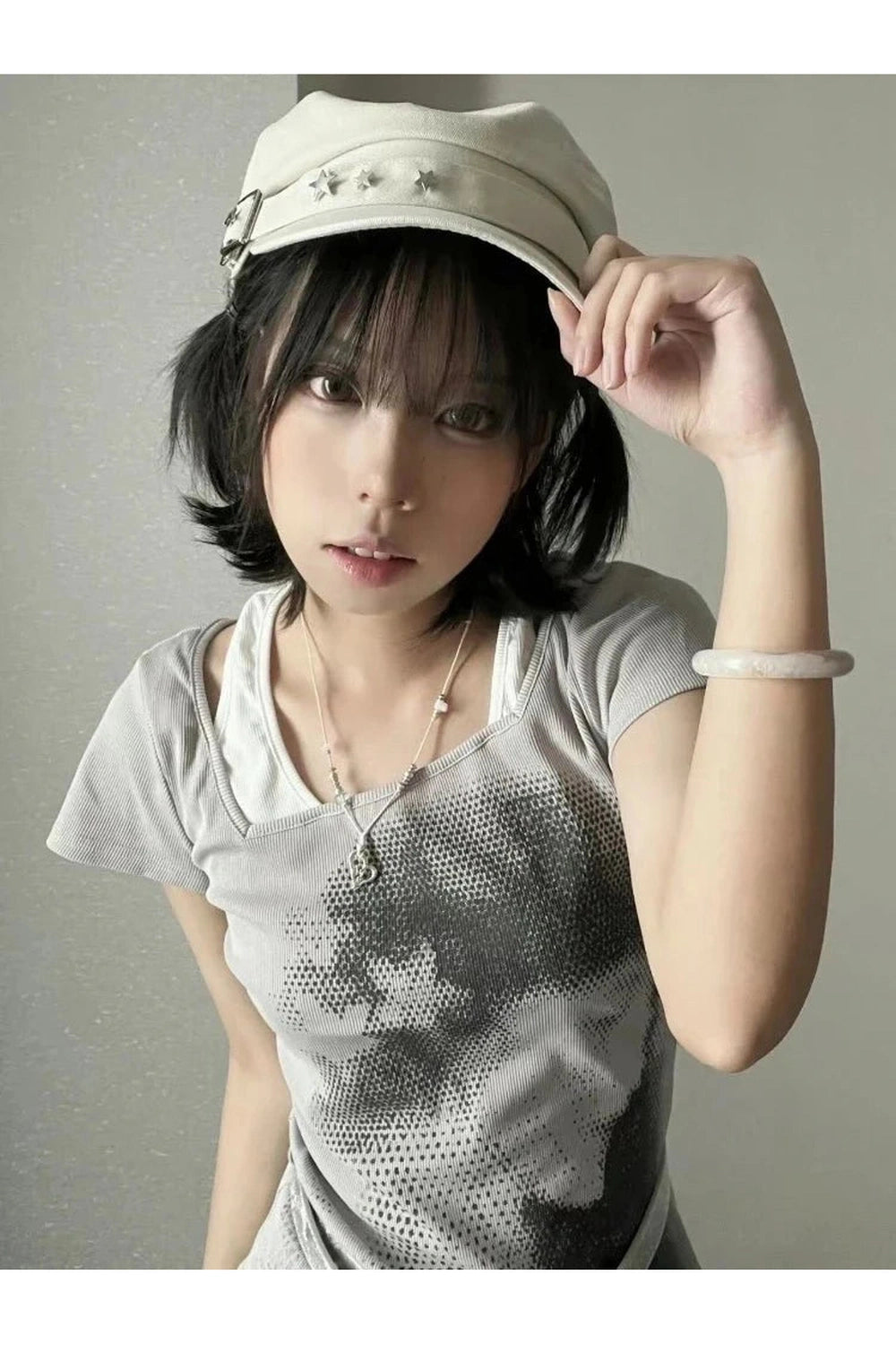 Y2k Grunge Layered Print T-Shirt