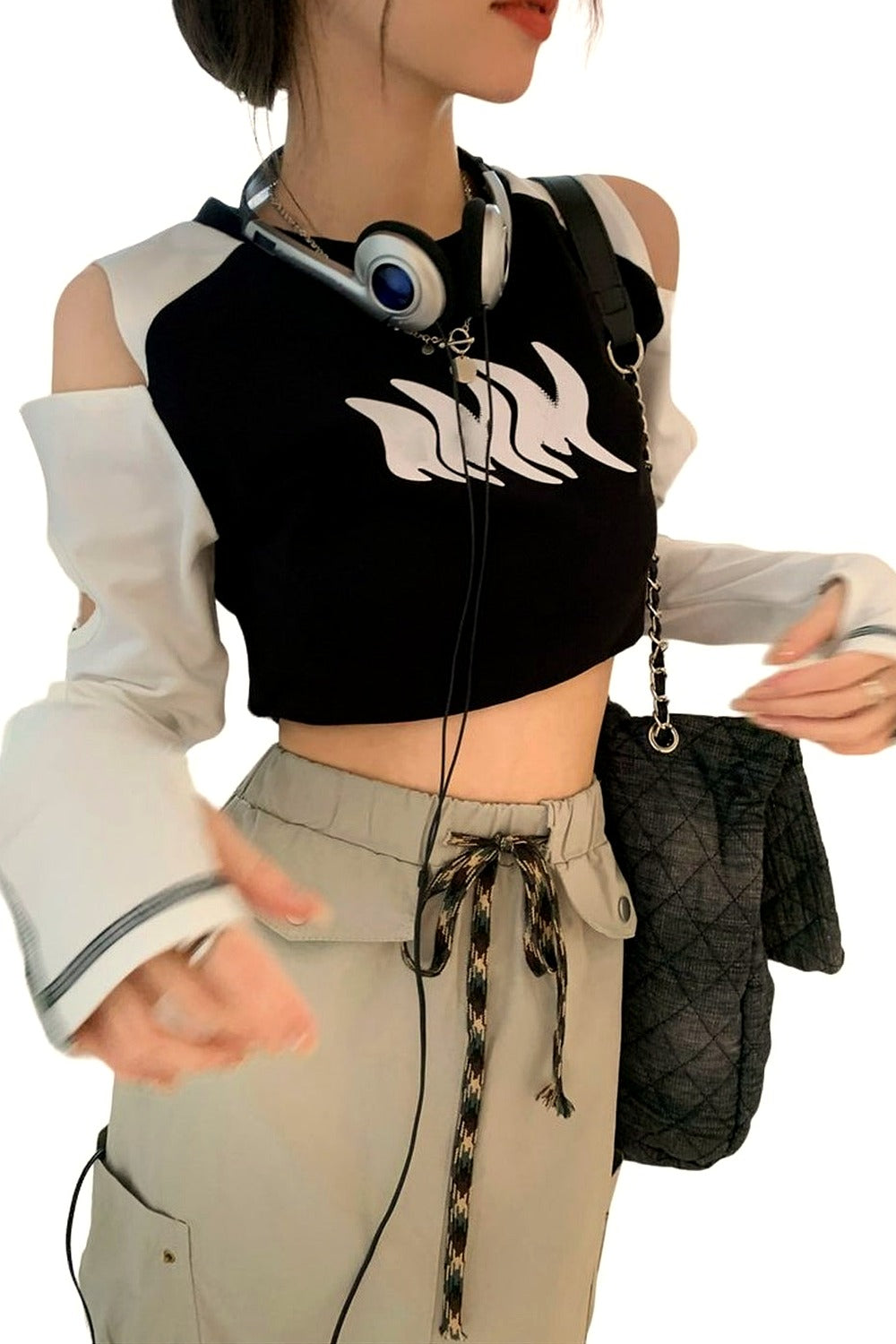 Y2k Hollow Out Long Sleeve Crop Top