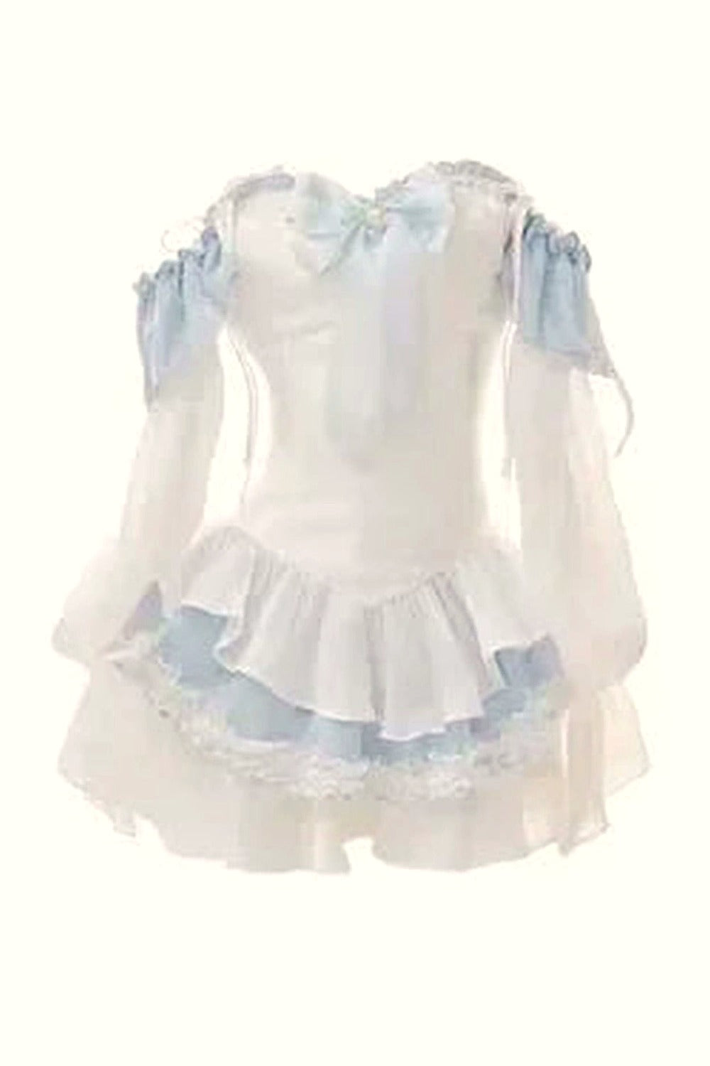 Y2k Kawaii Blue Bow Mini Dress Set