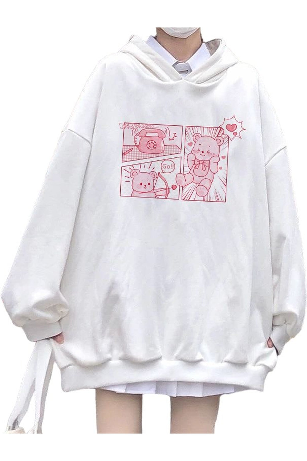 Y2k Kawaii Bunny Bear Print Hoodie