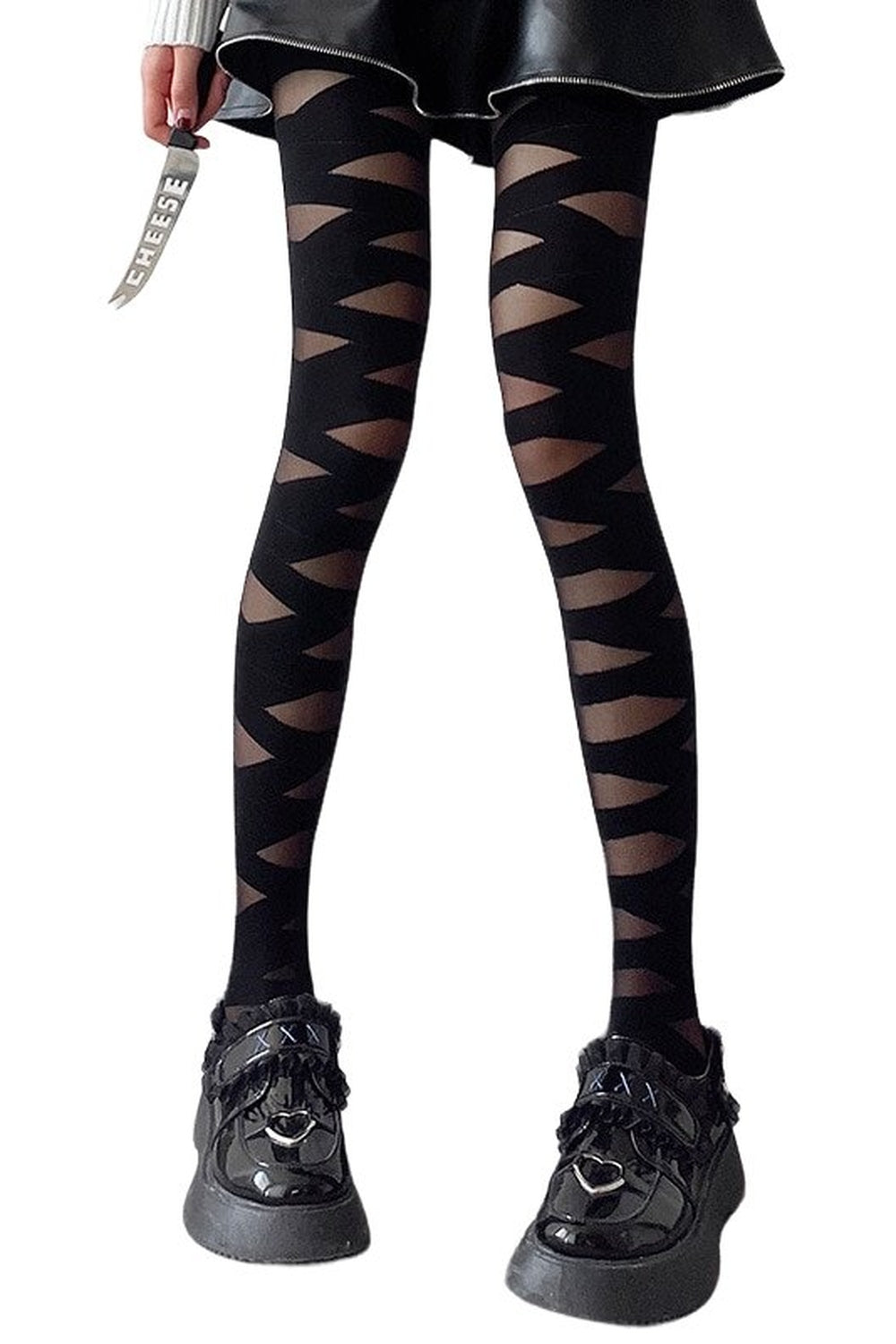 Y2k Kawaii Goth Zebra Pattern Tights