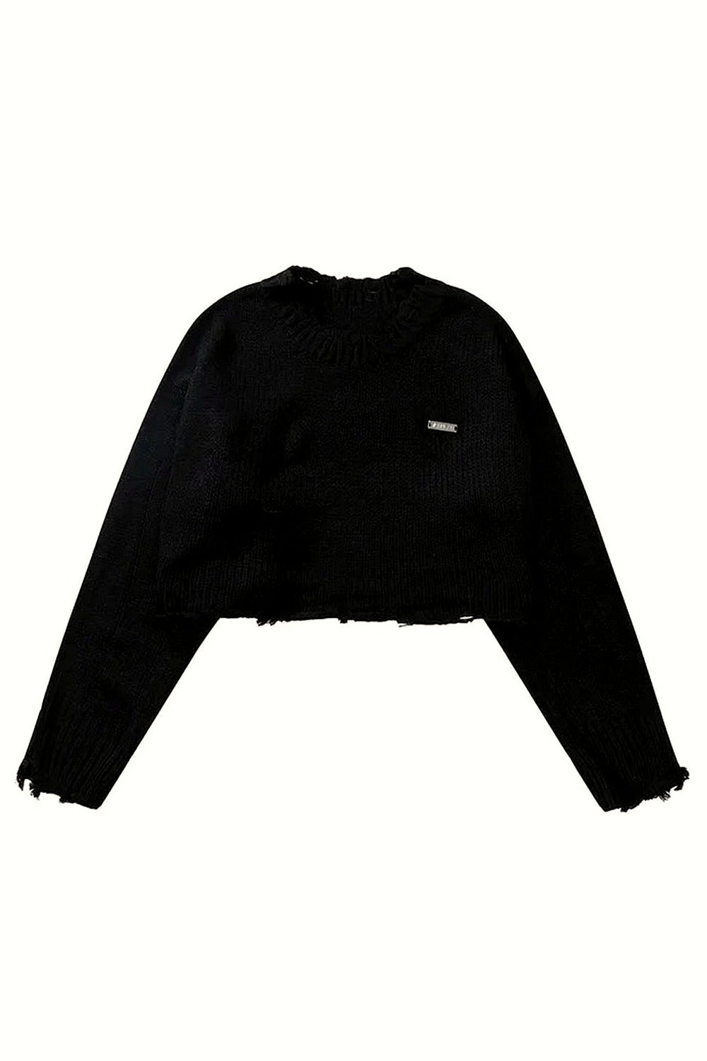 Y2k Korean O-Neck Long Sleeve Crop Sweater