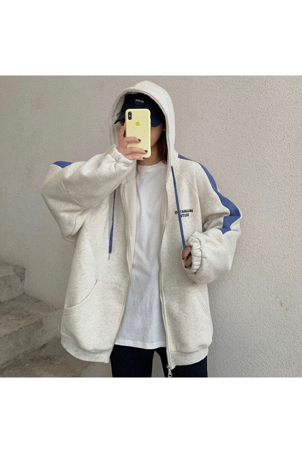 Y2k Korean Oversized zip-up jacket