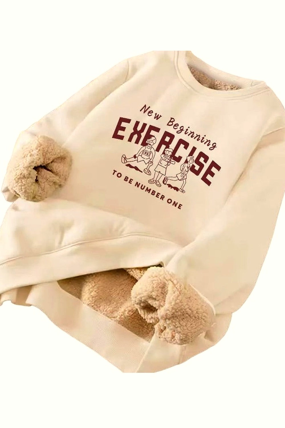 Y2k Letter Print Plush Hooded Sweatshirt