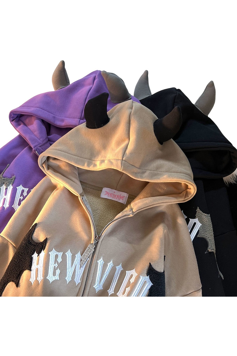 Y2k Little Devil Embroidered Zipper Hoodie