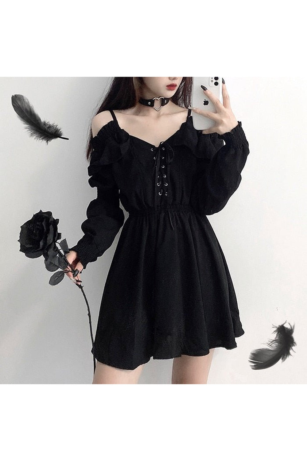 Y2k Long Sleeve Gothic Dress