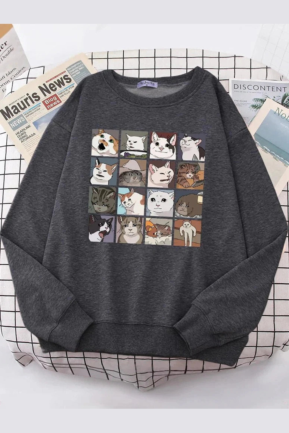 Y2k Meme Cats Oversized Women's Sweatshirt