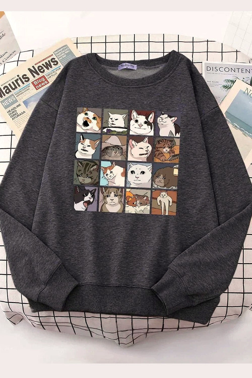 Y2k Meme Cats Oversized Women's Sweatshirt
