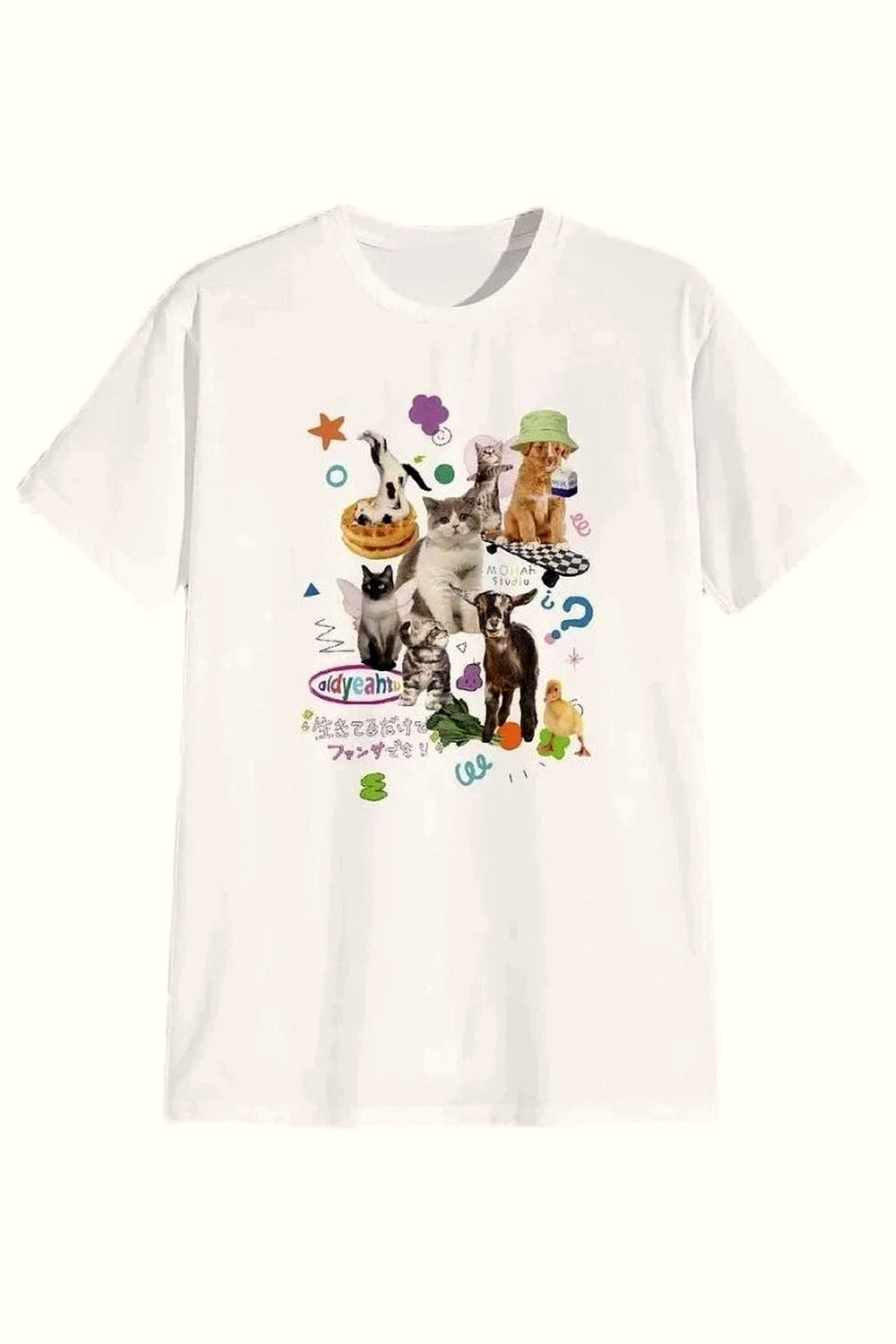 Y2k Milk Cat Graphic T-shirt