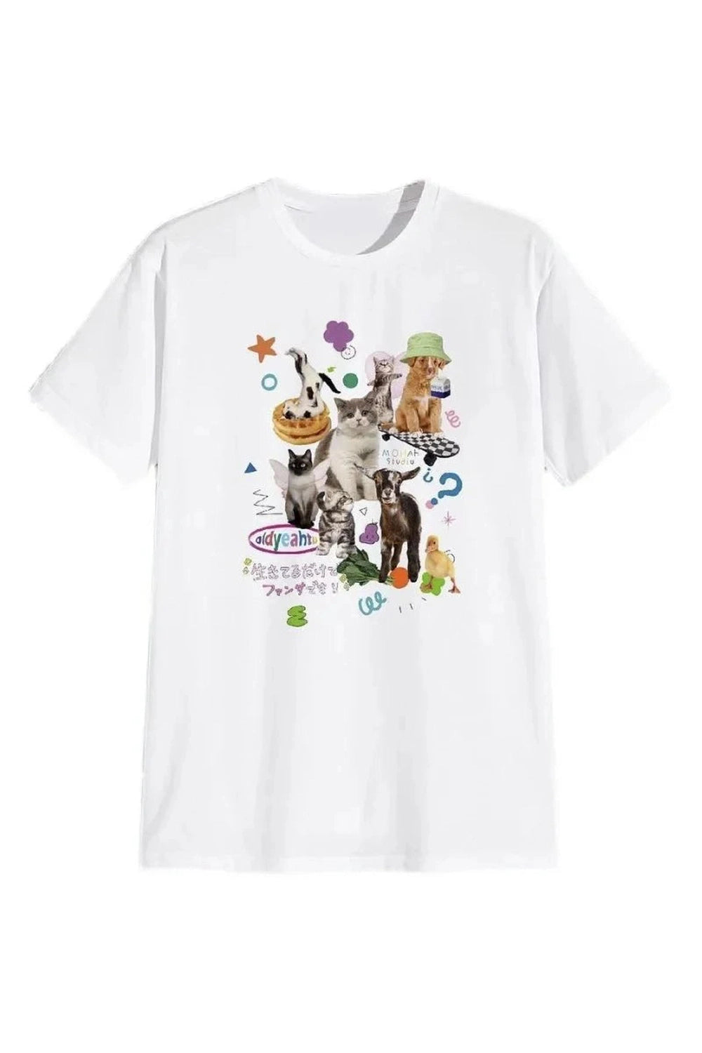 Y2k Milk Cat Graphic T-shirt