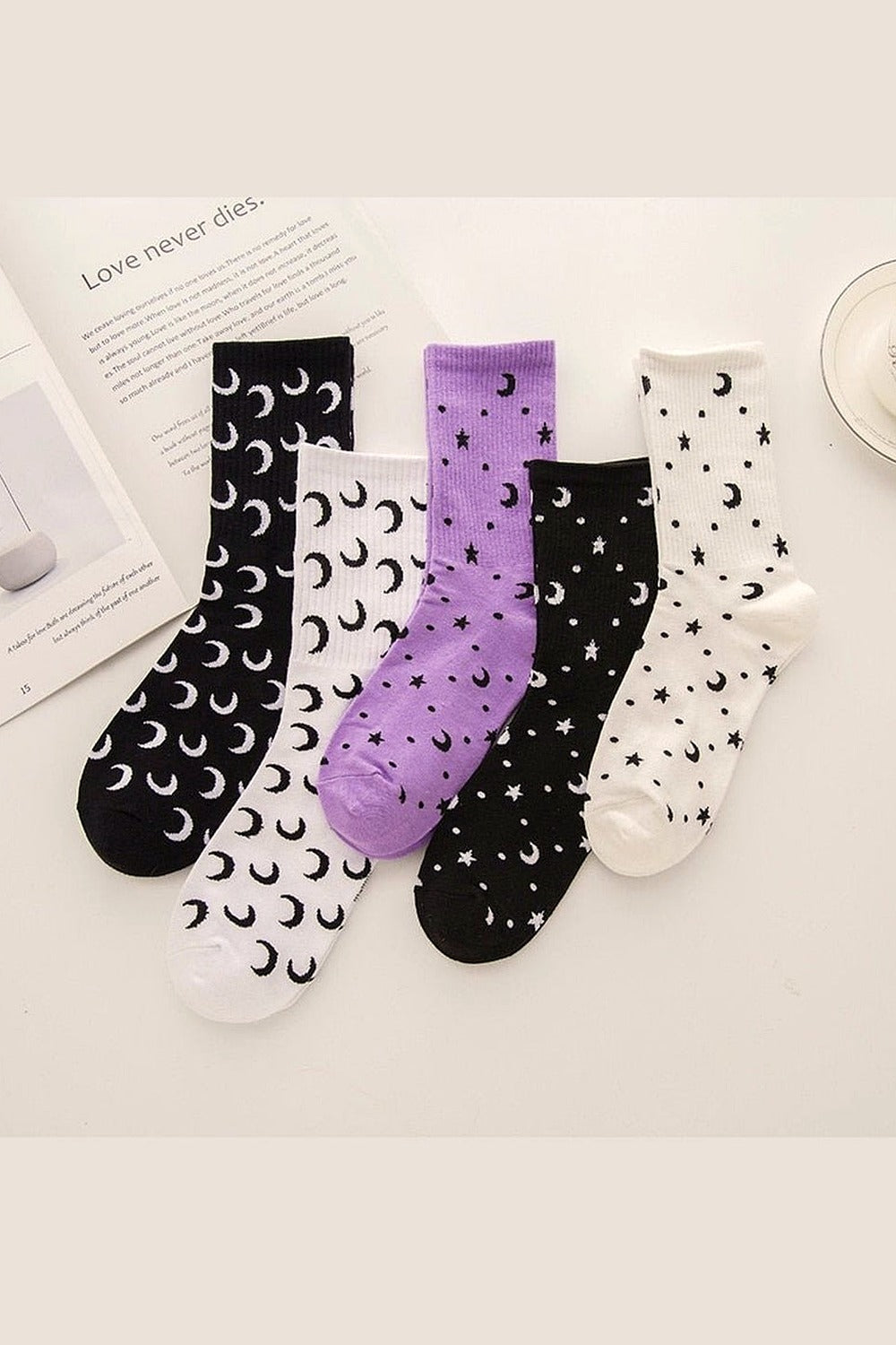 Y2k Moon Cotton Socks