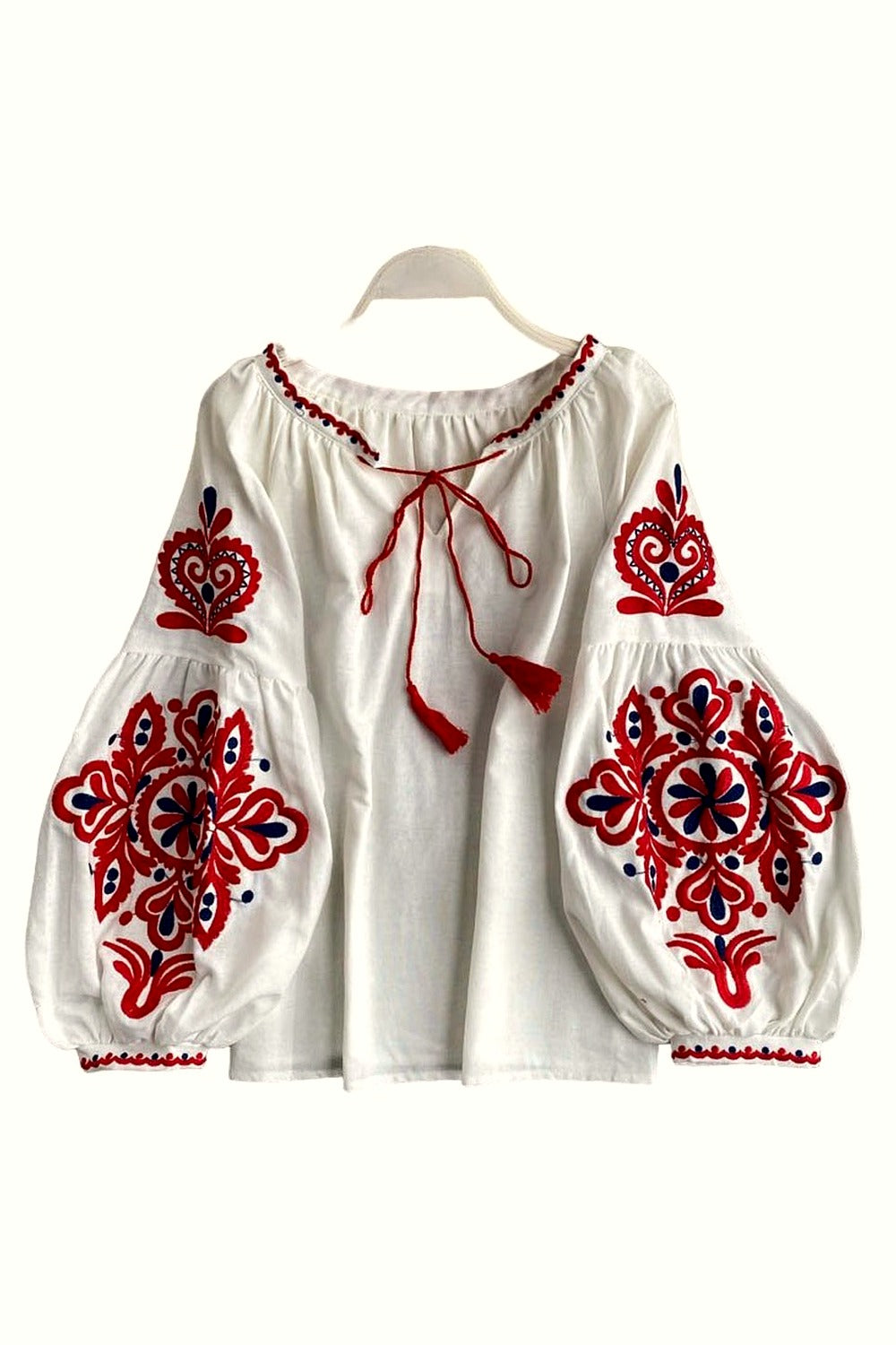 Y2k National Style Embroidered Lace-Up Blouse