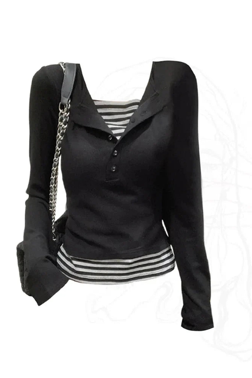 Y2k Noir Nautical Layered Top