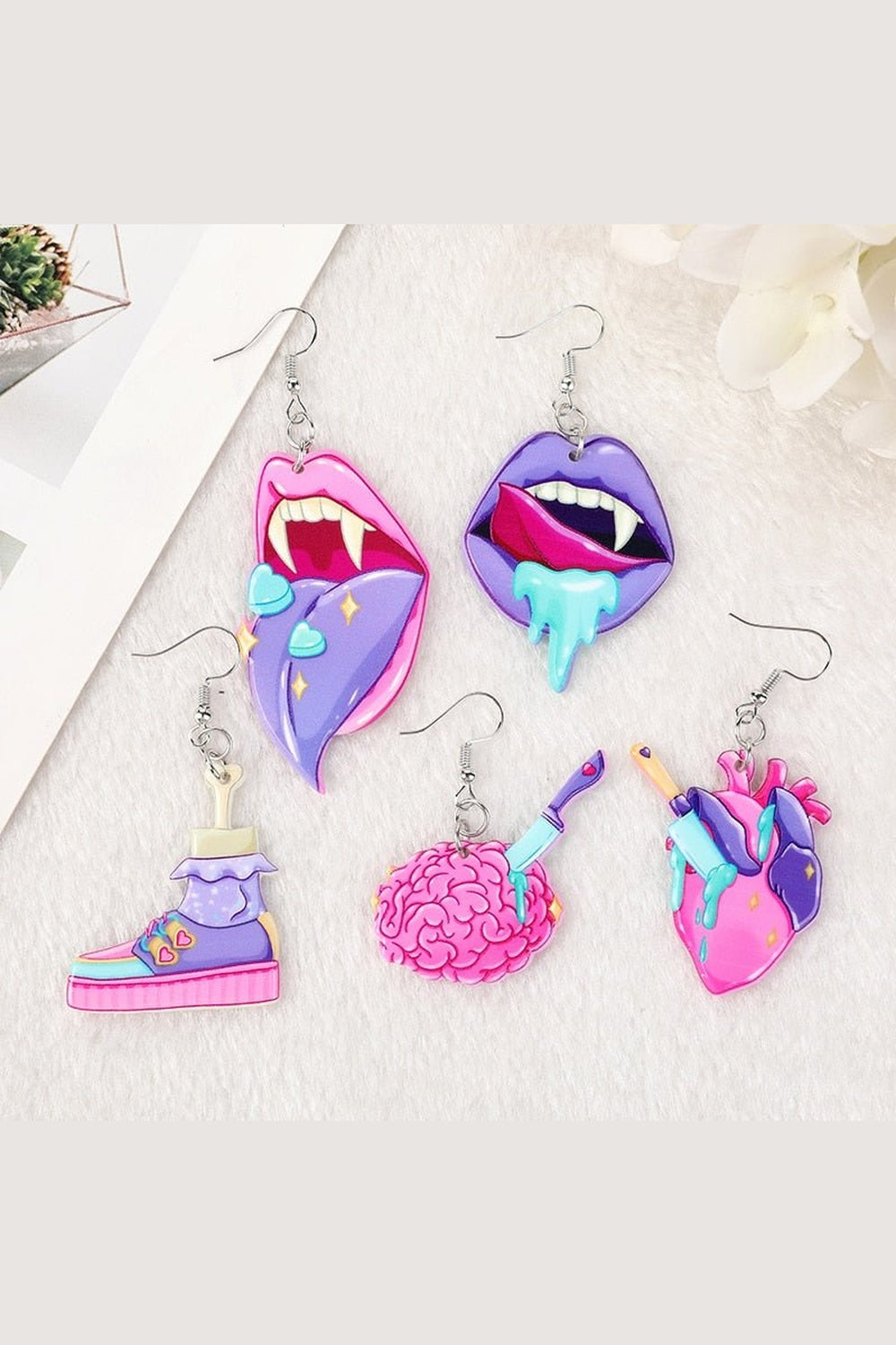 Y2k Pastel Gothic Lips Earrings