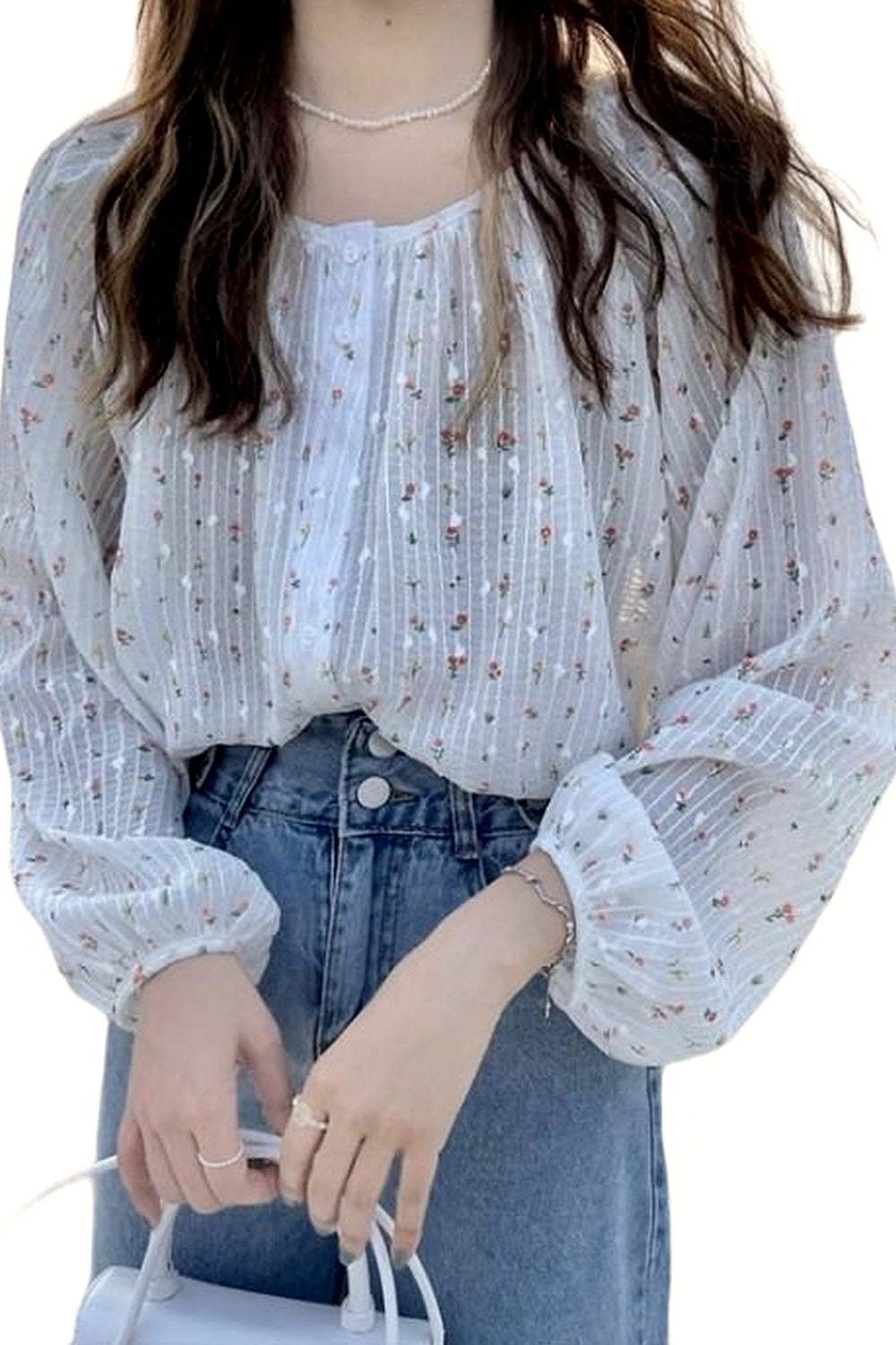 Y2k Patchwork Floral Blouse