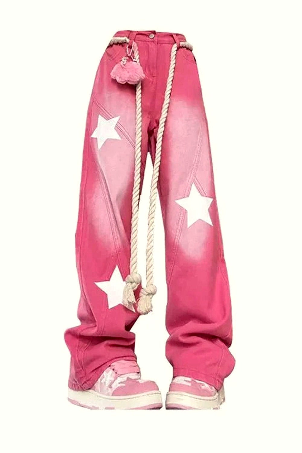 Y2k Pink Blue Baggy Star Jeans