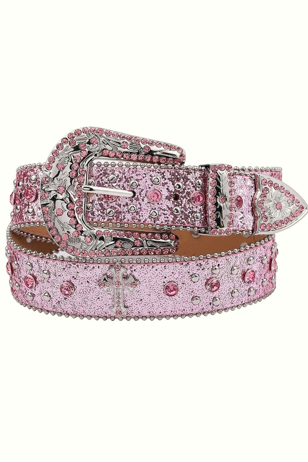 Y2k Pink Cross-Rivet Rhinestone Belt