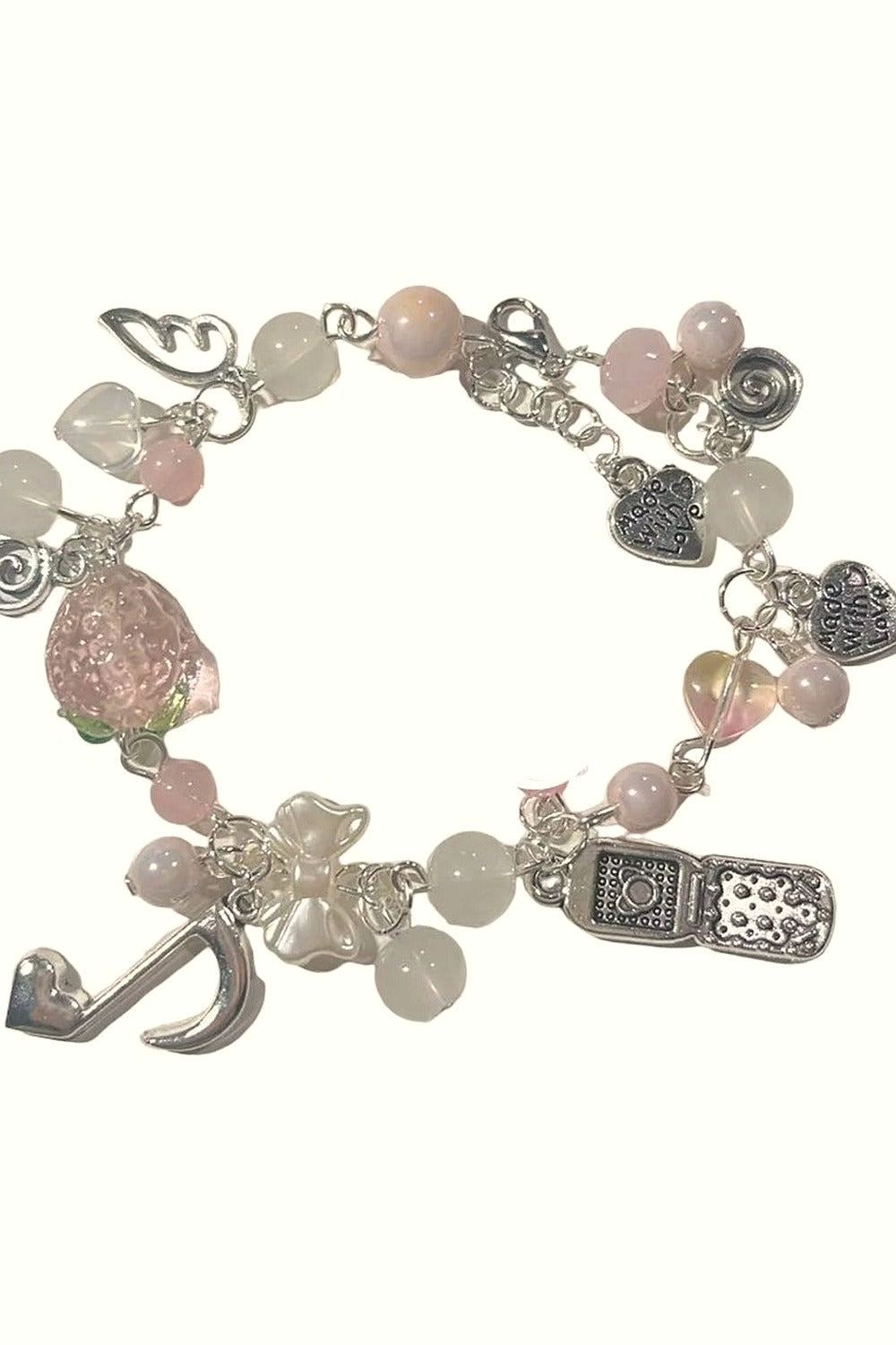 Y2k Pink Strawberry Note Charm Bracelet