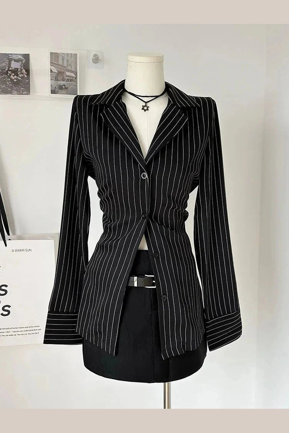 Y2k Pinstripe Power Blazer and Skirt Set