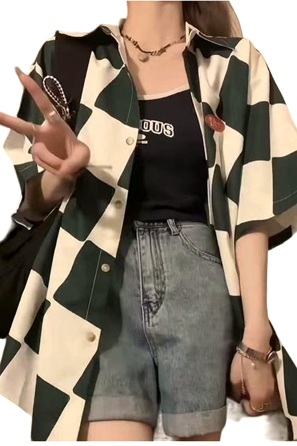 Y2k Plaid Overshirt Elegant Summer Shirt