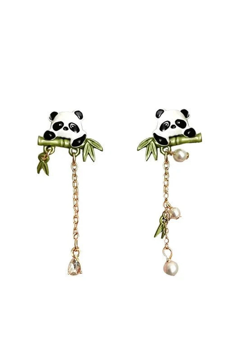 Y2k Playful Panda Drop Earring with Bamboo Charm