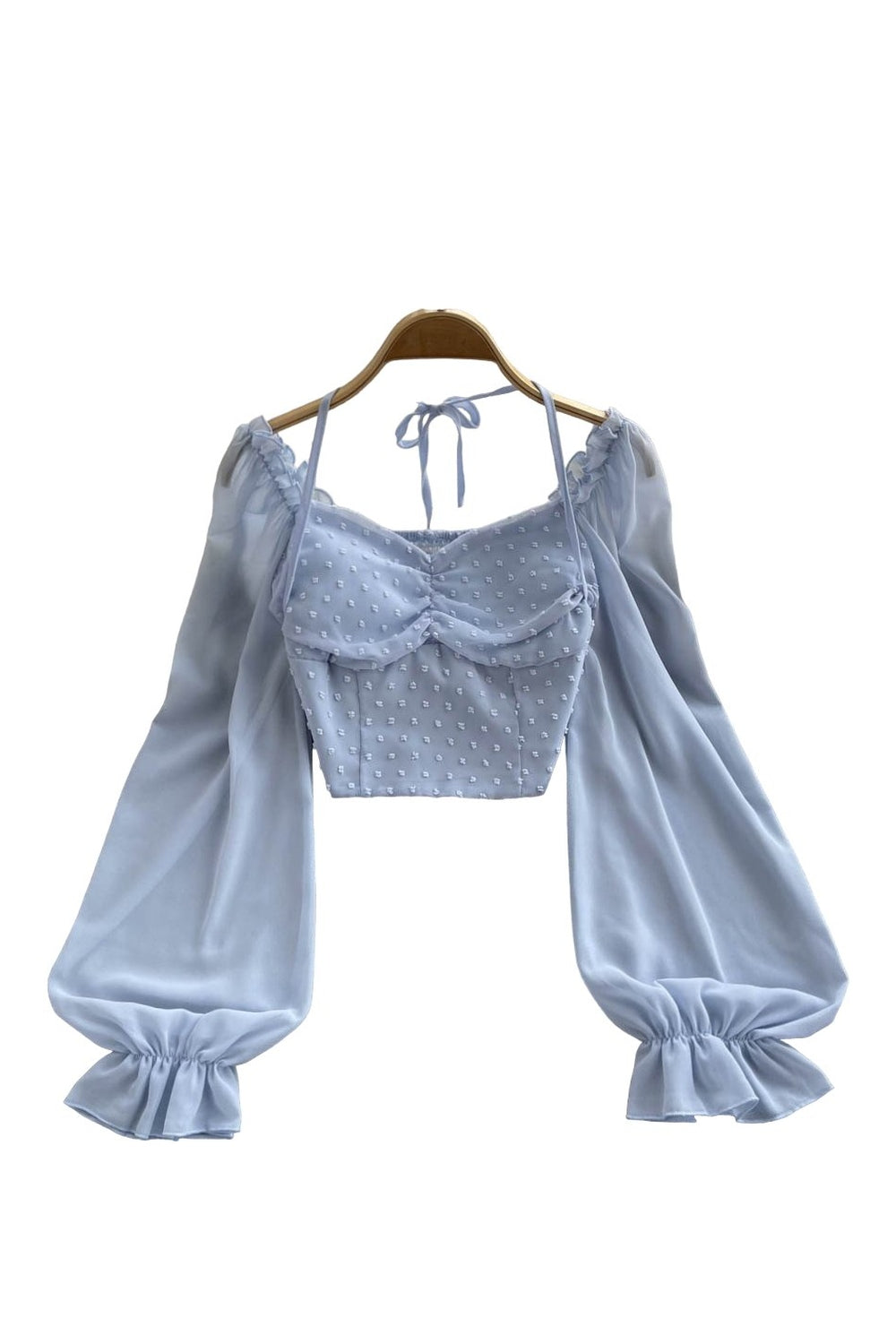 Y2k Polka Dot Folds Short Blouse