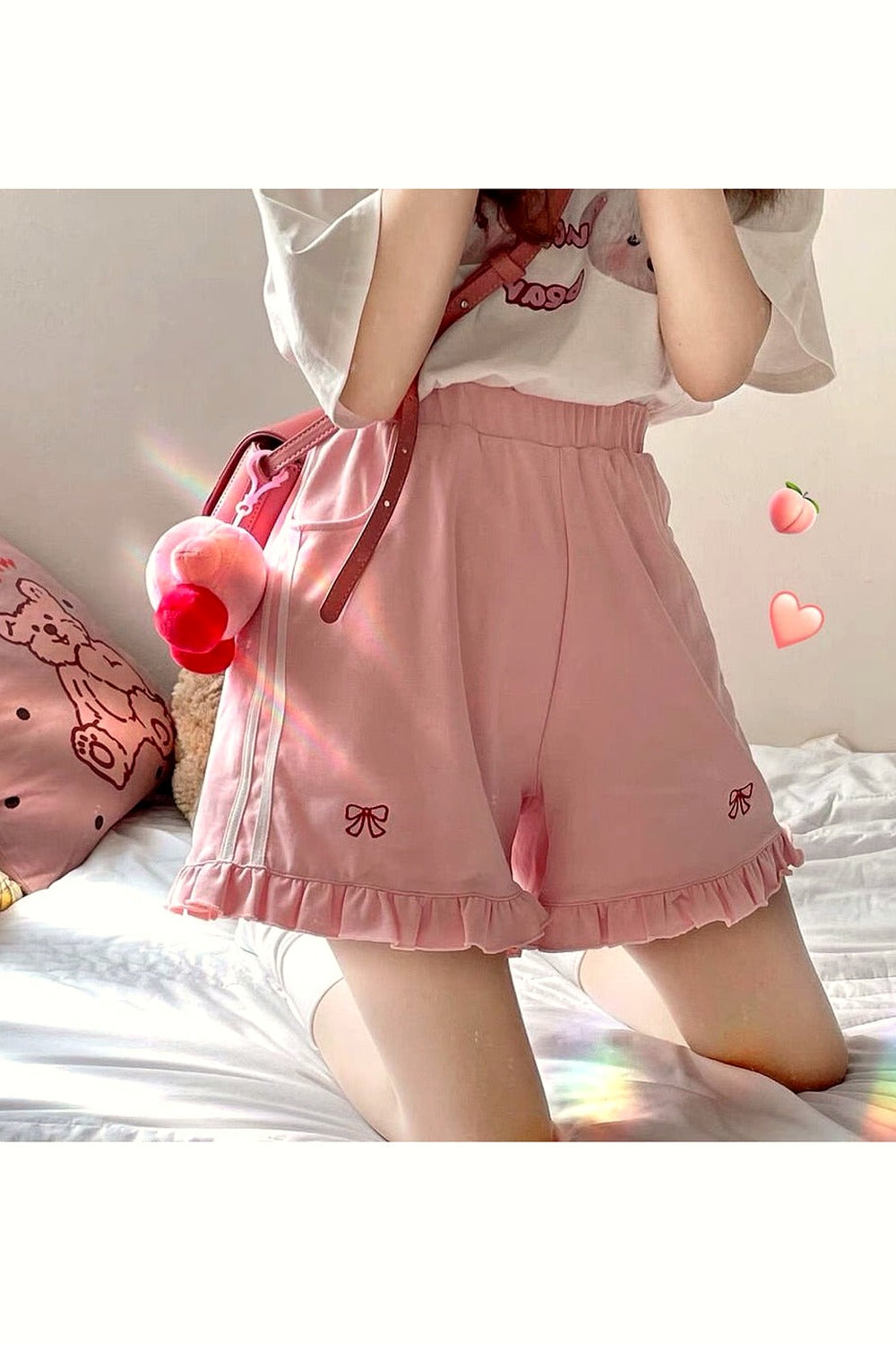 Y2k Preppy Bow Pattern Cute Shorts