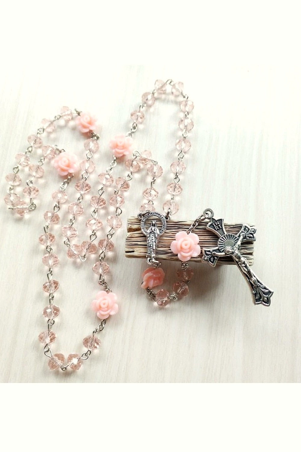 Y2k Preppy Pink Rose Crystal Necklace