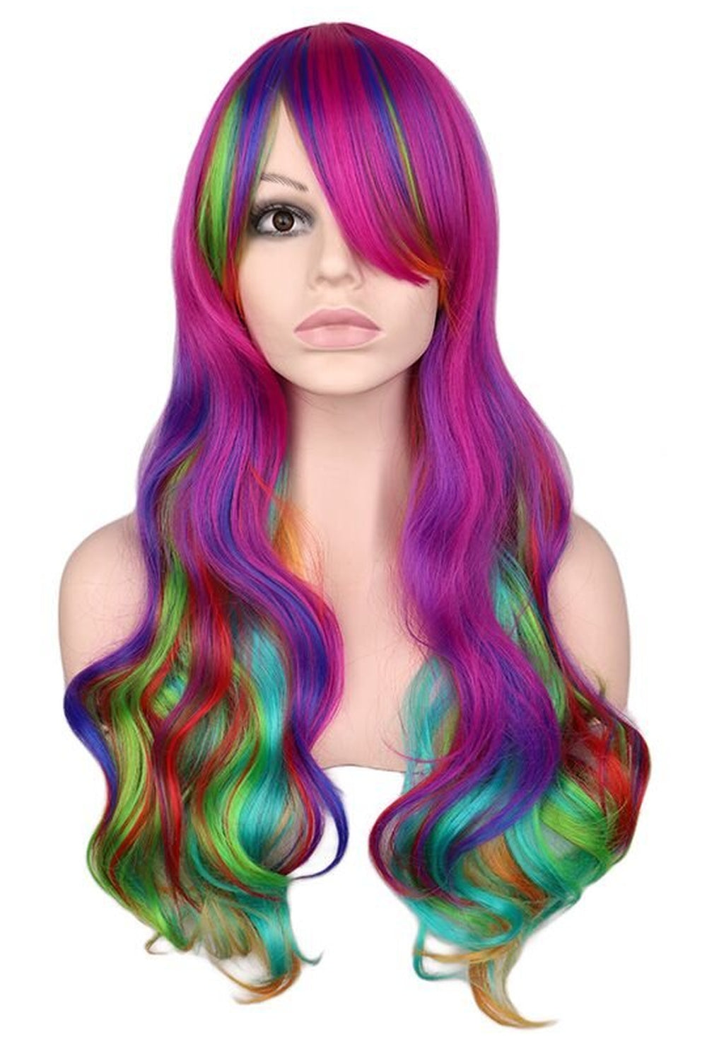 Y2k Rainbow Colorful Long Curly Wig