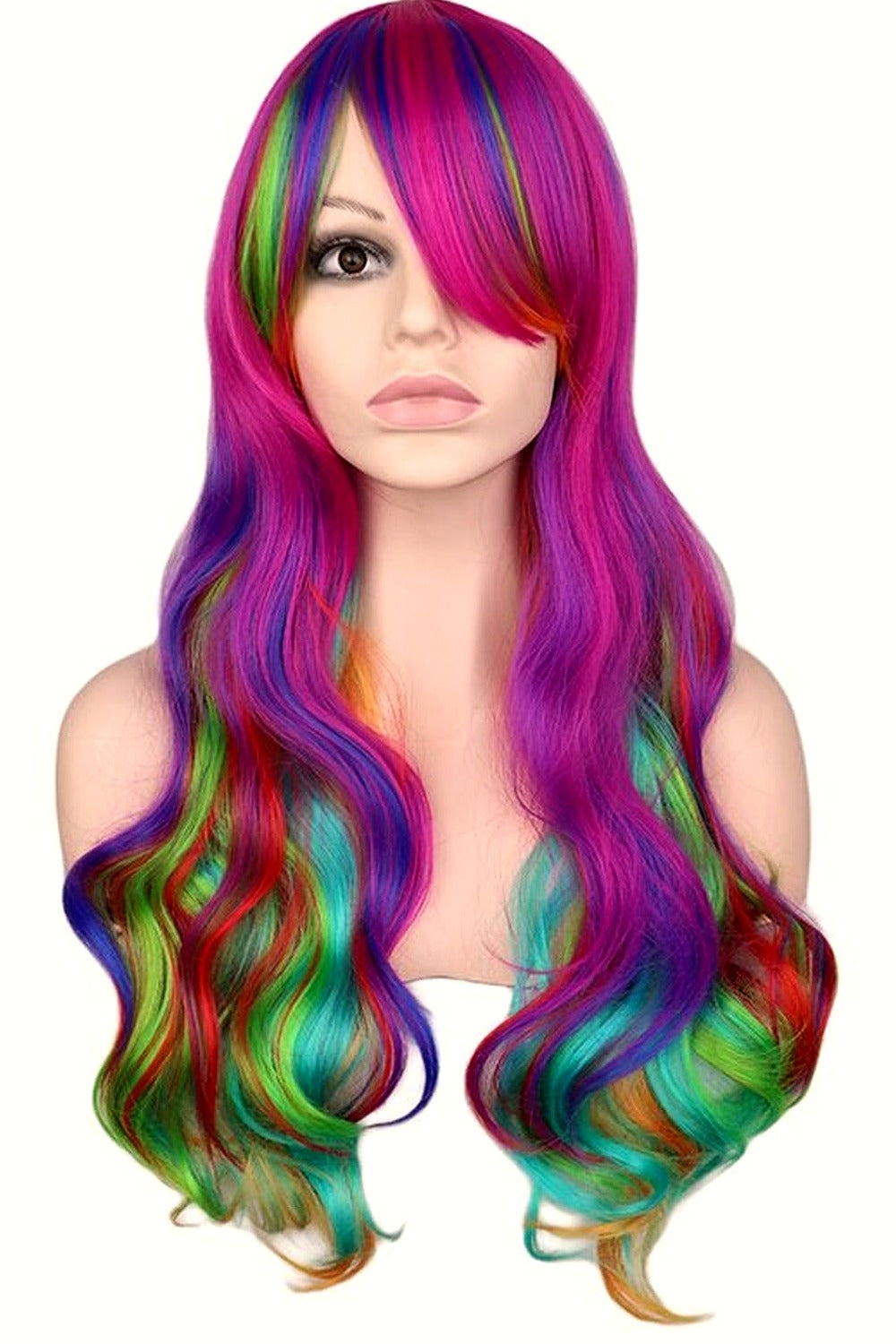 Y2k Rainbow Colorful Long Curly Wig