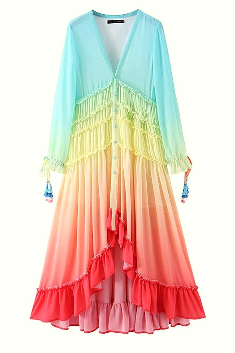 Y2k Rainbow high low dress