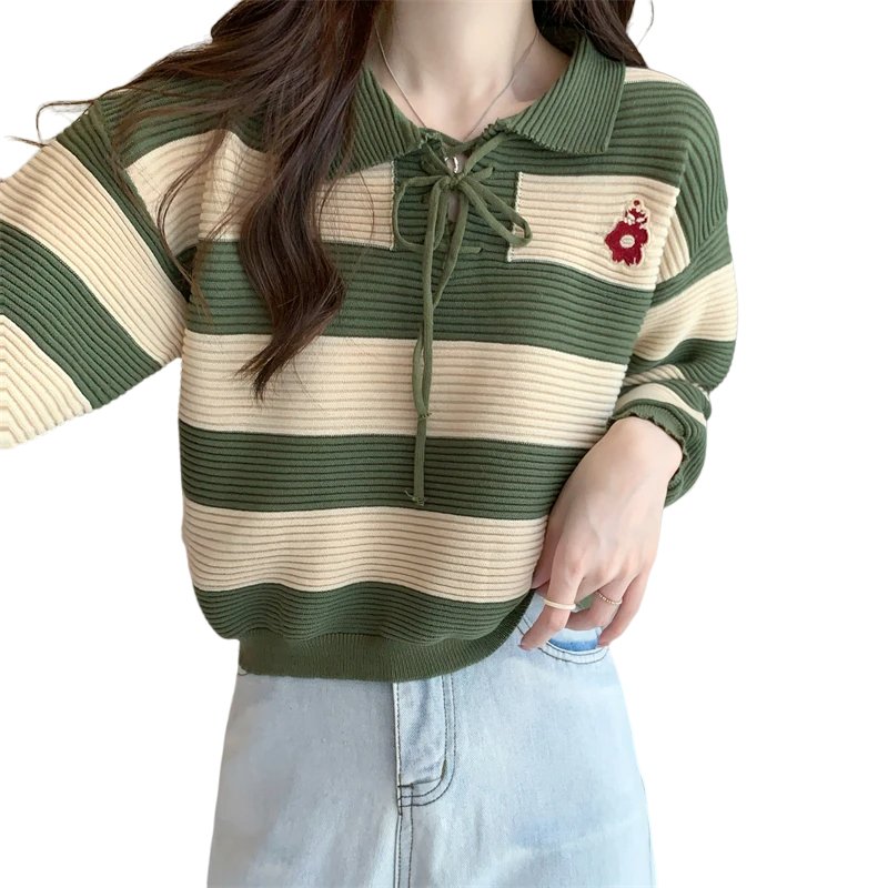 Y2k Red Doll Collar Knit Sweater