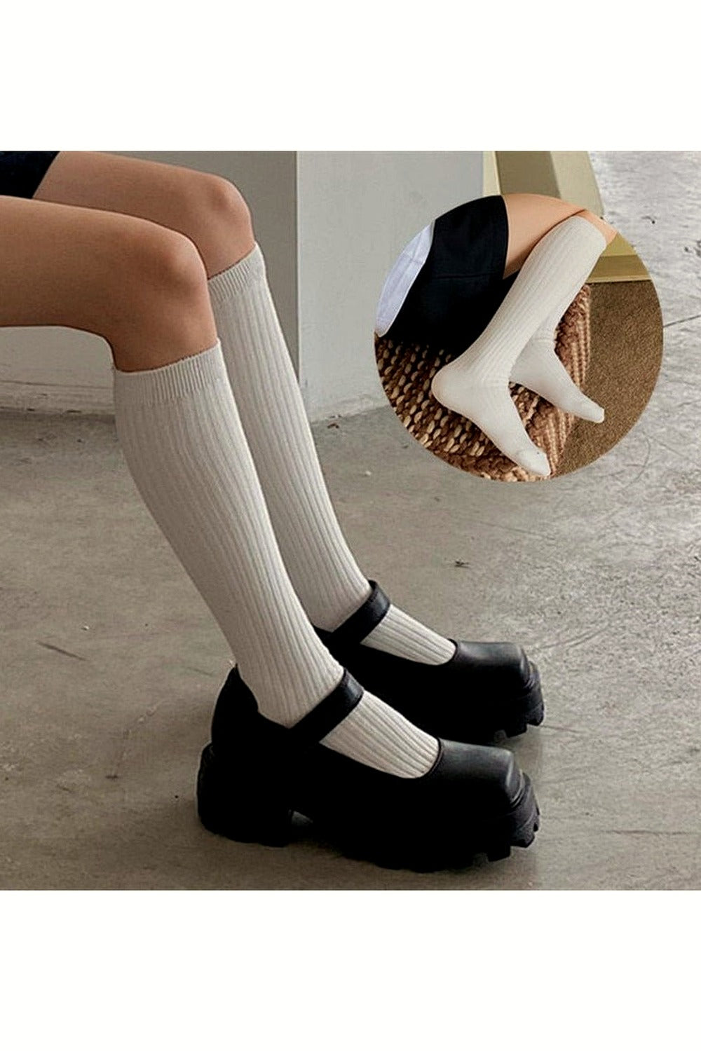 Y2k Retro Aesthetic Knit Cotton Long Socks