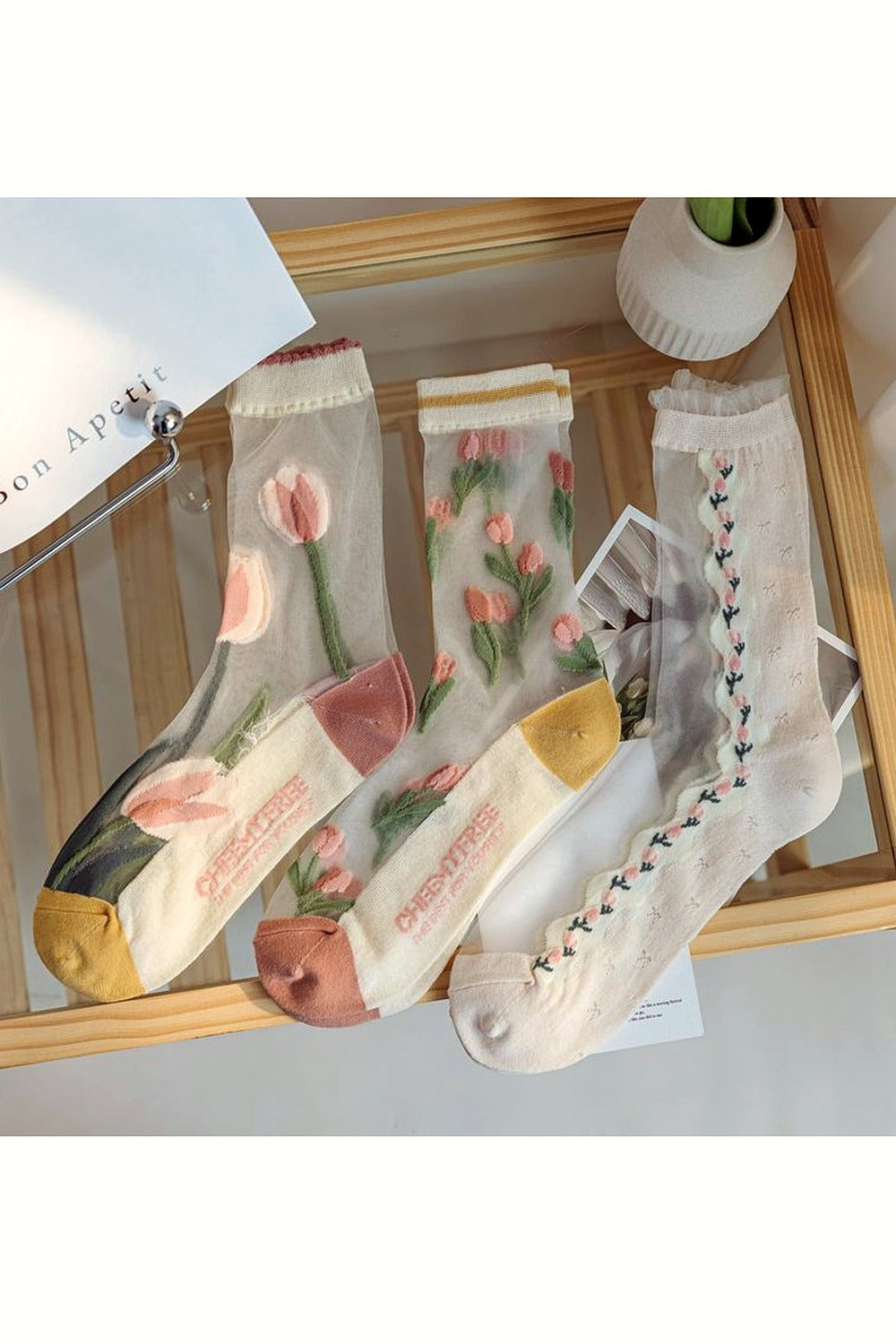Y2k Retro Flower Transparent Socks