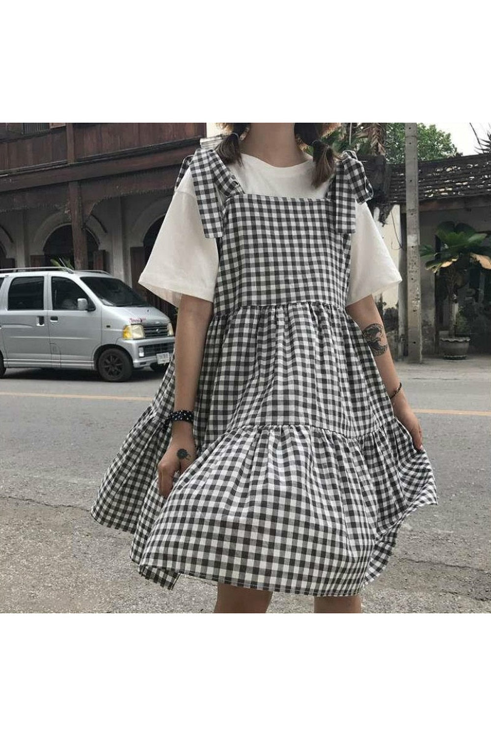 Y2k Retro Kawaii Sleeveless Elegant Plaid Dress