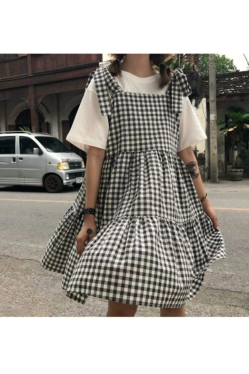 Y2k Retro Kawaii Sleeveless Elegant Plaid Dress