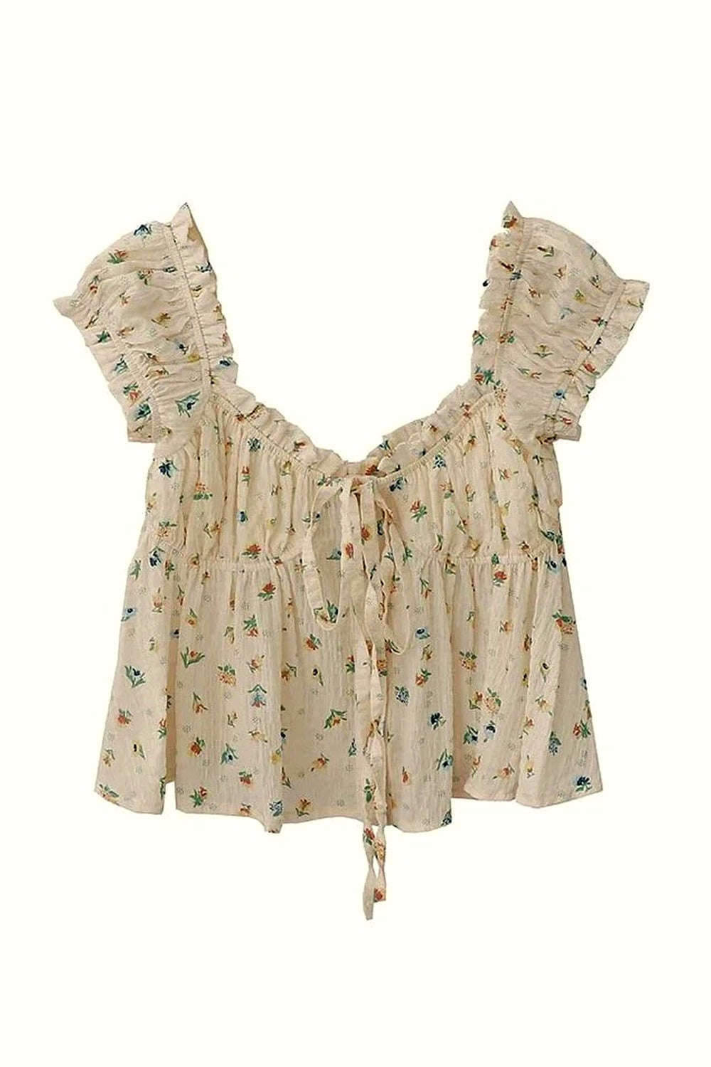 Y2k Retro Print Chiffon Blouse