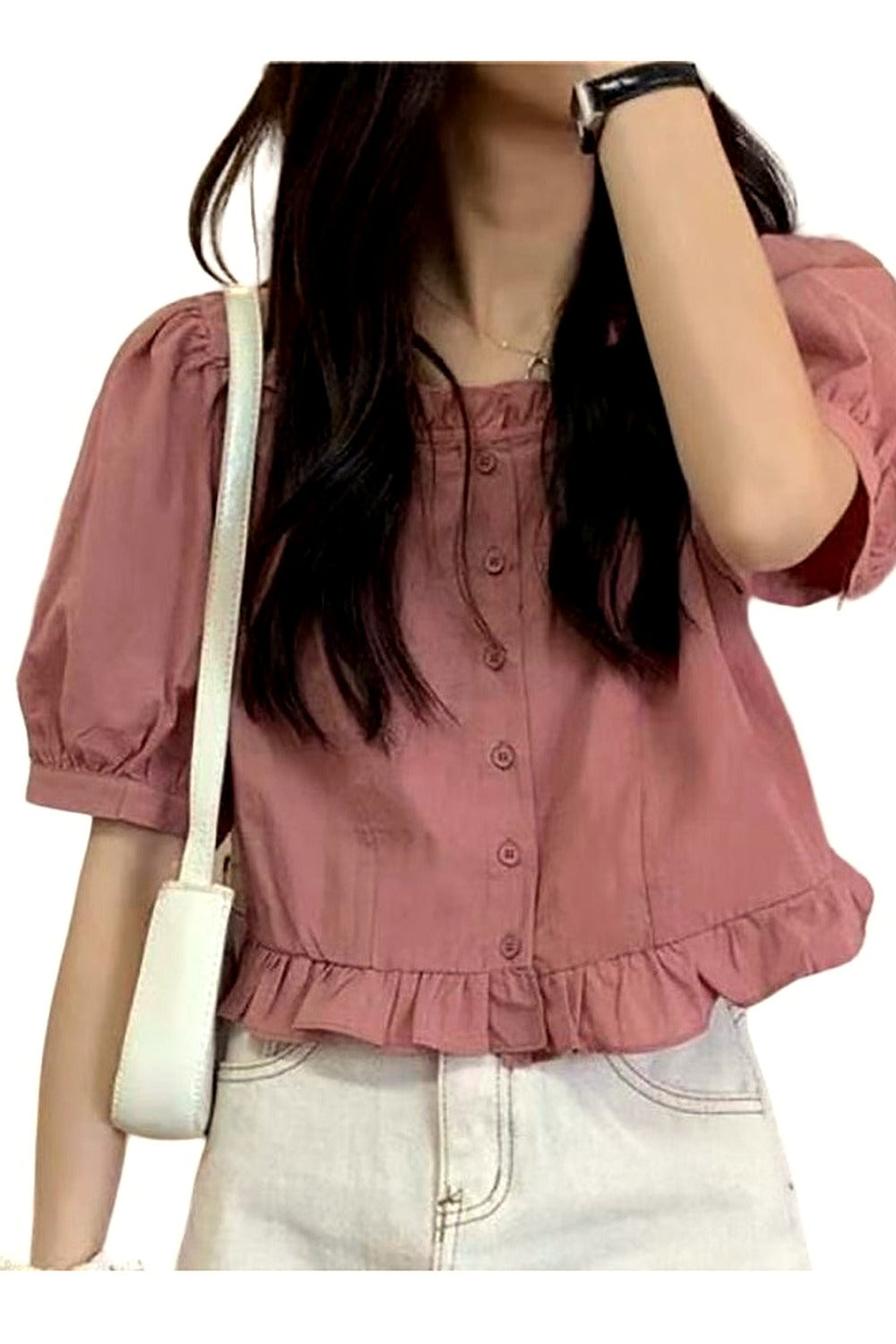 Y2k Ruffles Cute Button Up Blouse