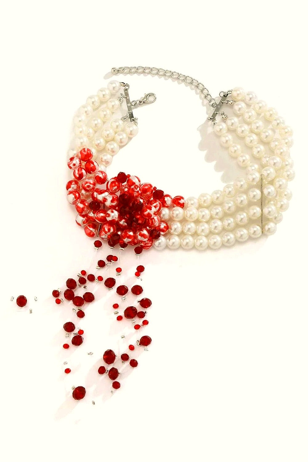 Y2k Scarlet Pearl Choker Necklace